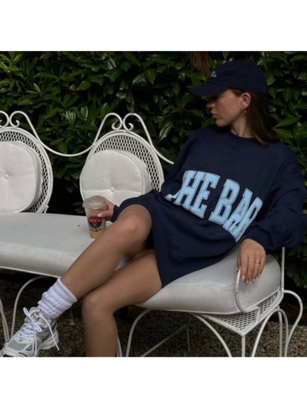 NWT THE BAR XXXL 3XL Oversized Crewneck Sweatshirt Navy Blue Baby Blue Sweater - Picture 2 of 12